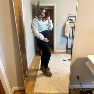 White Sherpa Cropped Quarter Zip